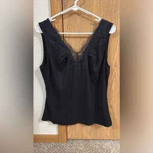 Elegant Black Lace Trim Women's Top